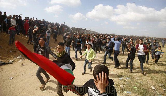 Người dân biểu tình tại Giải Gaza năm 2018