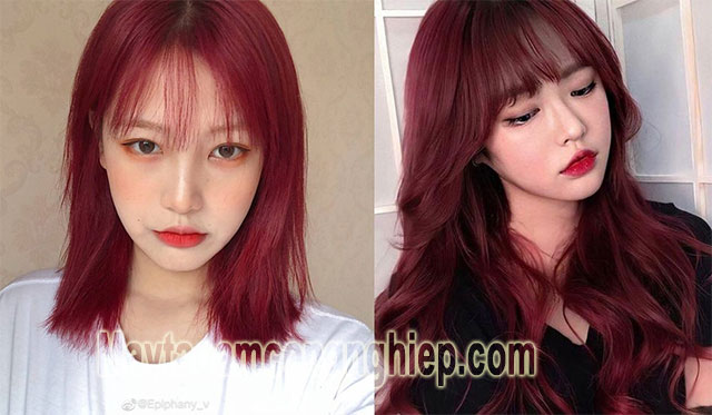 Tóc đỏ cherry - Nhuộm tóc k tẩy mà bạn có thể tham khảo