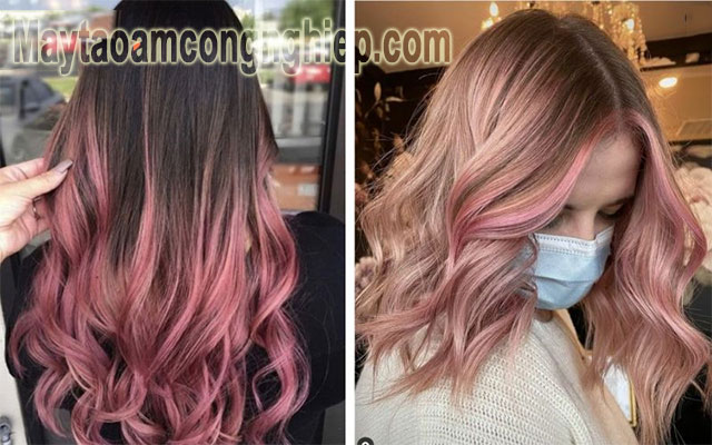 Nhuộm tóc balayage màu hồng phấn